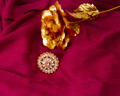 Gold-Polished Alloy Classic Ethnic Cocktail Ring - The Pari