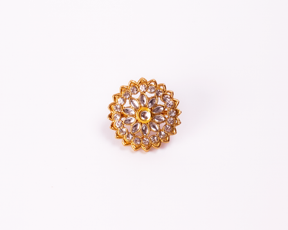 Gold-Polished Alloy Classic Ethnic Cocktail Ring - The Pari