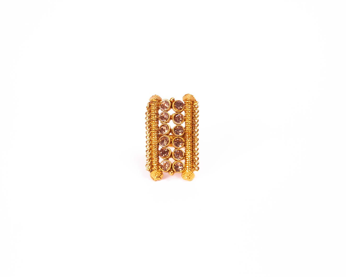 Gold-Polished Alloy Ethnic Designer Cocktail Ring - The Pari