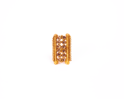 Gold-Polished Alloy Ethnic Designer Cocktail Ring - The Pari