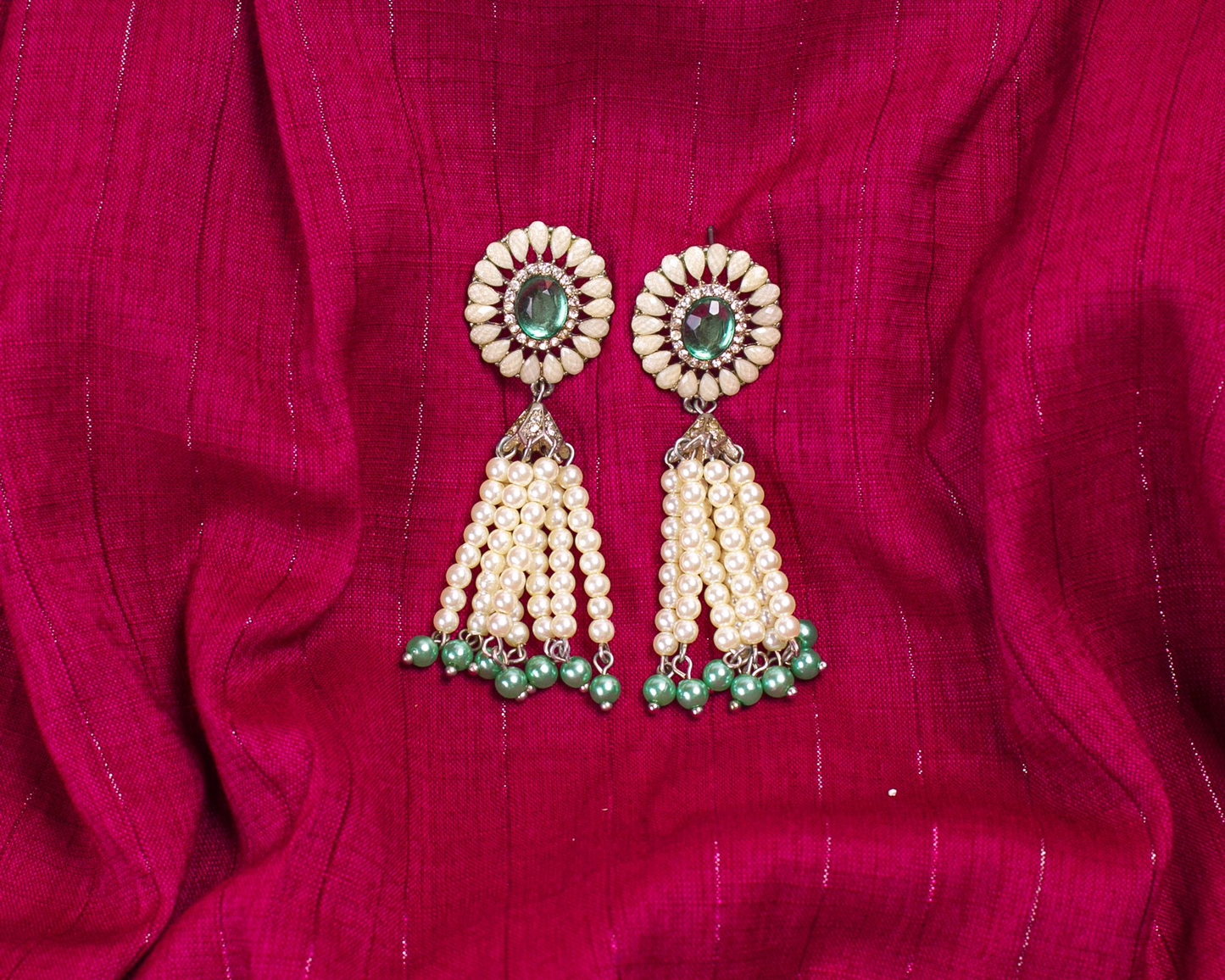 Gold-Polished Alloy Pearl Round Designer Earrings - The Pari
