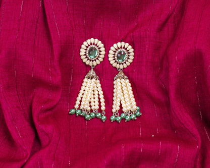 Gold-Polished Alloy Pearl Round Designer Earrings - The Pari