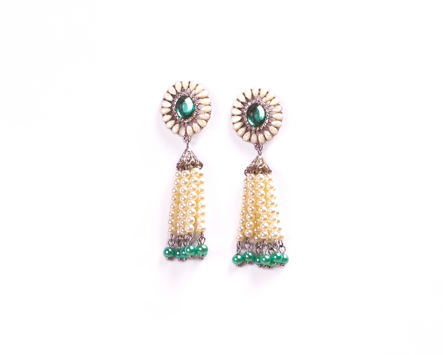 Gold-Polished Alloy Pearl Round Designer Earrings - The Pari