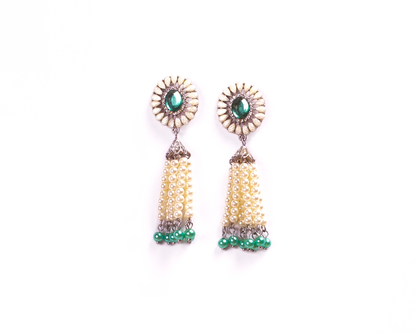 Gold-Polished Alloy Pearl Round Designer Earrings - The Pari