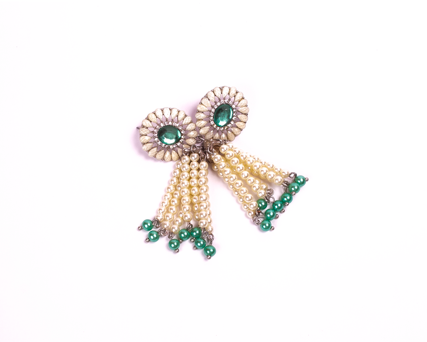 Gold-Polished Alloy Pearl Round Designer Earrings - The Pari
