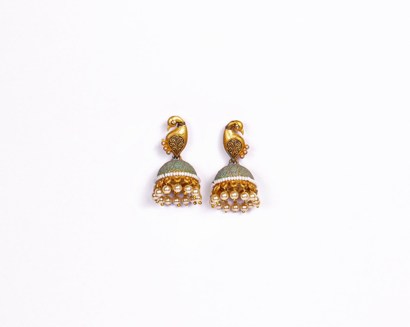 Gold-Polished Alloy Peacock Shape Jhumki Earrings - The Pari