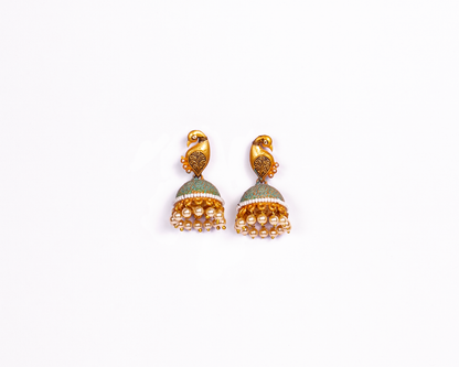 Gold-Polished Alloy Peacock Shape Jhumki Earrings - The Pari