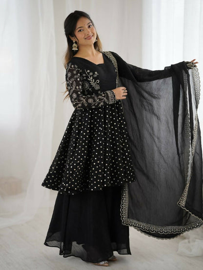 Teeya Creation Black Color Embroidery Work Wedding Wear Salwar Suit