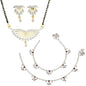 AanyaCentric Gold-Polished Mangalsutra Pendant Earring Set & Silver Plated Anklet