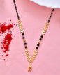 VOJ Gold-Polished Leaf Design Beaded Chain Mangalsutra