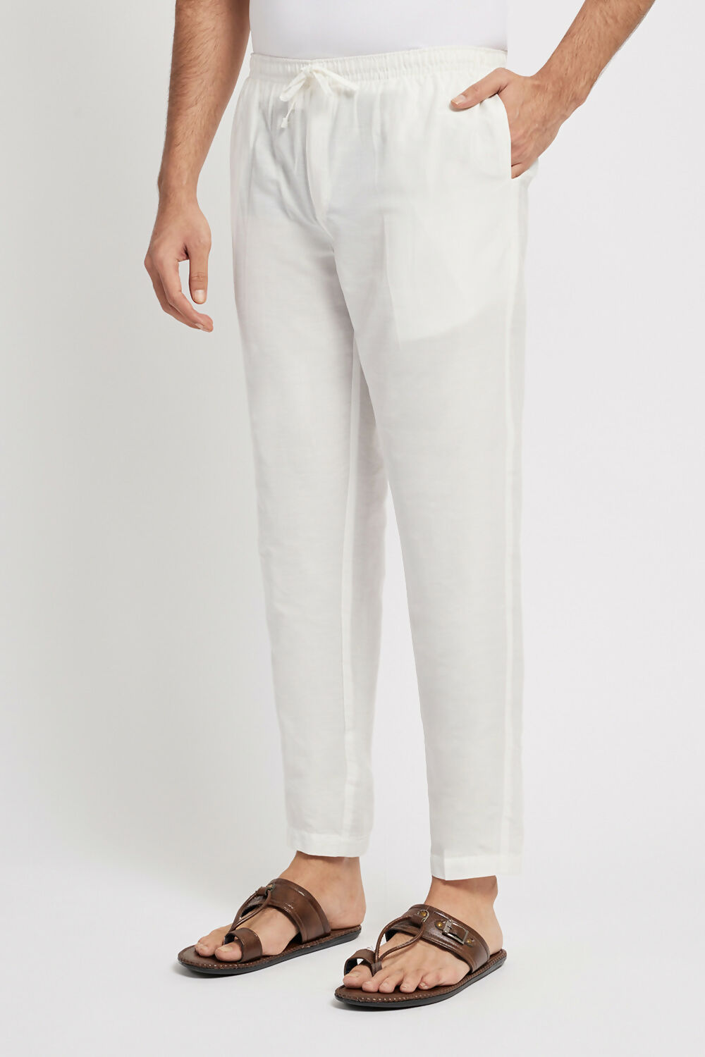 Ethnic India White solid Pant for Men