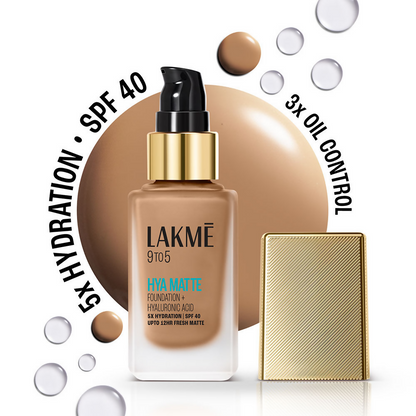 Lakme 9to5 Hya Matte Foundation + Hyaluronic Acid - Cool Tan