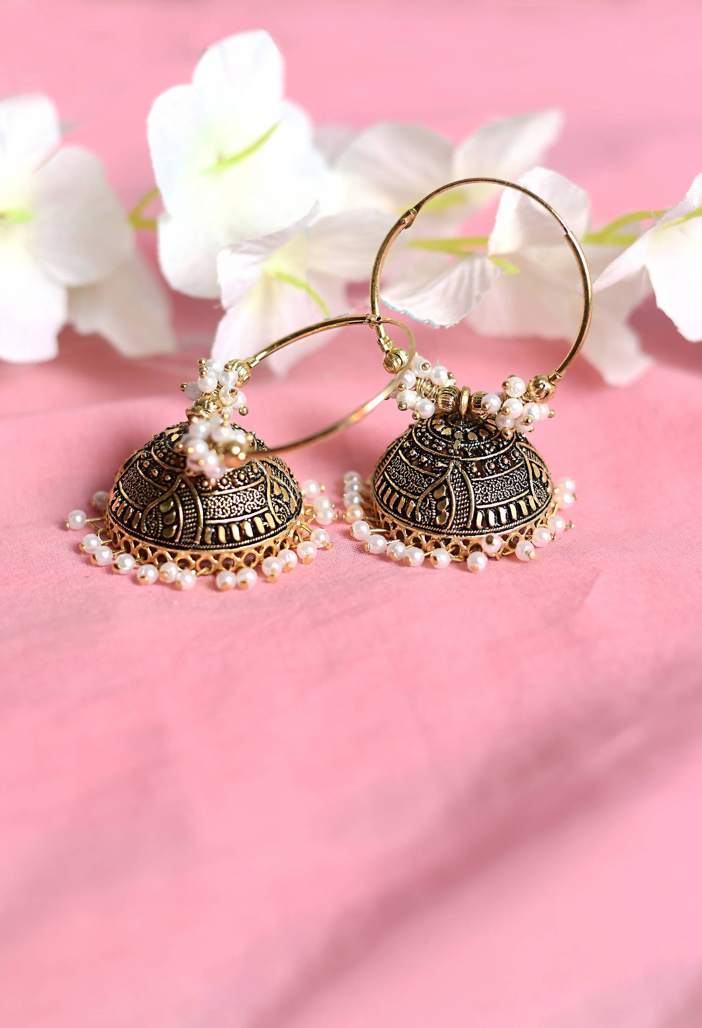 Mominos Fashion Johar Kamal Women's Latest Designer Golden Color Jhumkas
