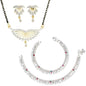 AanyaCentric Gold-Polished Mangalsutra Pendant Earring Set & Silver Plated Anklet