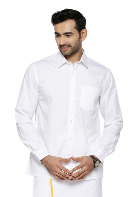 Ramraj Cotton Mens Full Sleeve Formal 100 % Cotton White Shirt