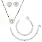 AanyaCentric Gold-Polished Mangalsutra Pendant Earring Set & Silver Plated Anklet