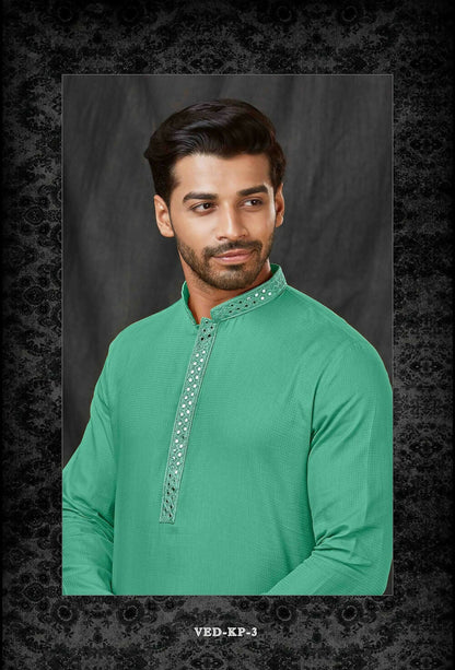 Joban Fashion C.Green Self Jacquard Kurta Pyjama