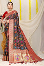 Jyoti Fashion Women's Black Patola Silk Zari Woven Saree with Blouse