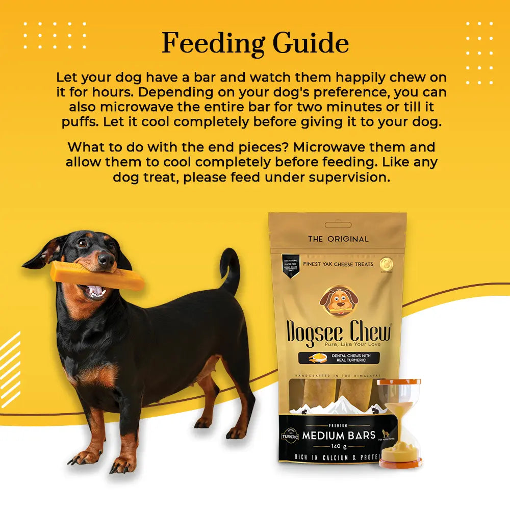 Dogsee Turmeric Medium Bars: Long-Lasting Dental Chews for Medium Dogs