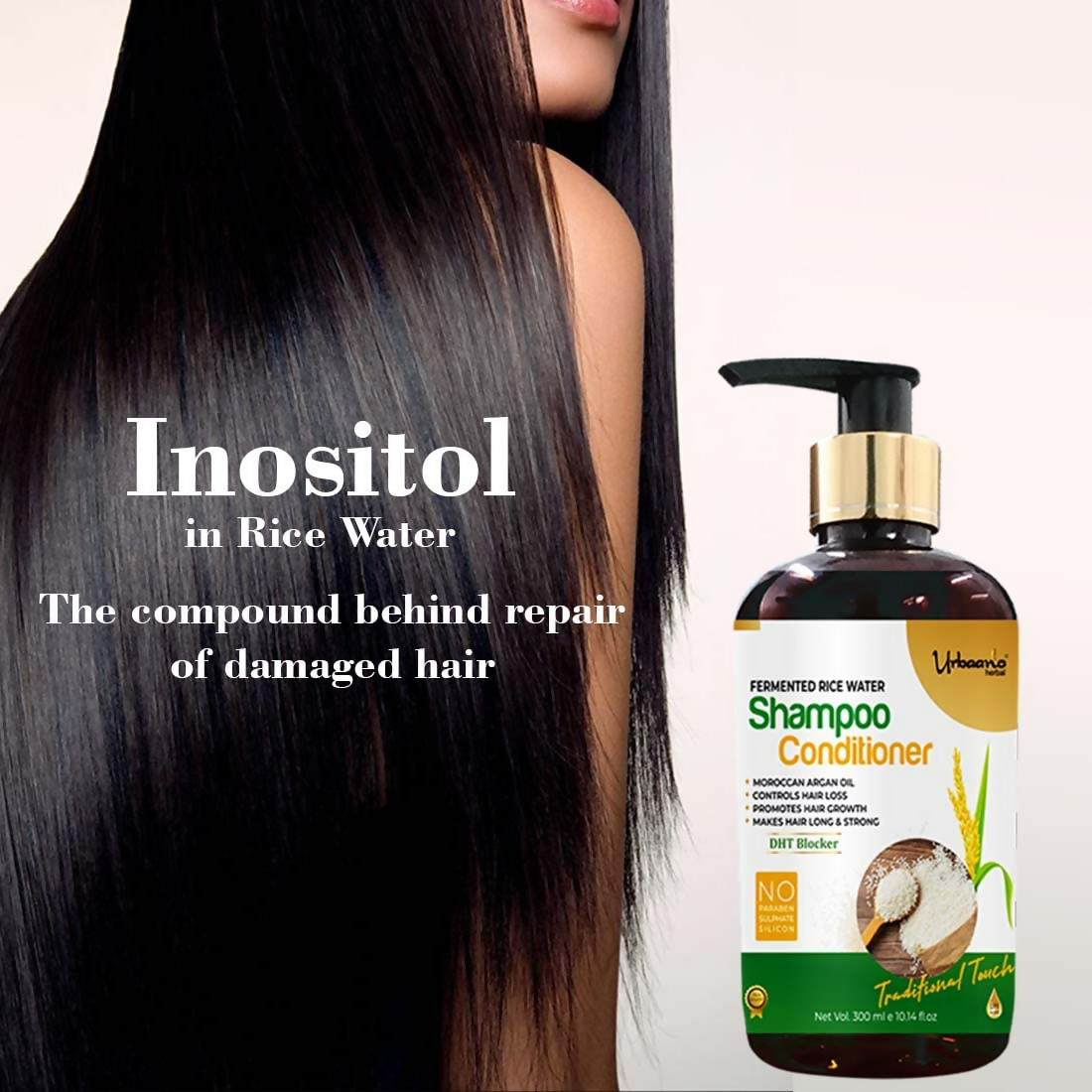 Urbaano Herbal Natural 21 Onion Hair Oil & Fermented Rice Extract Rich Shampoo