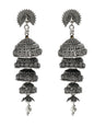 Mominos Fashion Johar Kamal Peacock Design Silver Colour Earrings