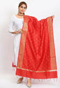 Mominos Fashion Moeza Women's Banarsi Silk Woven Design Red Dupatta