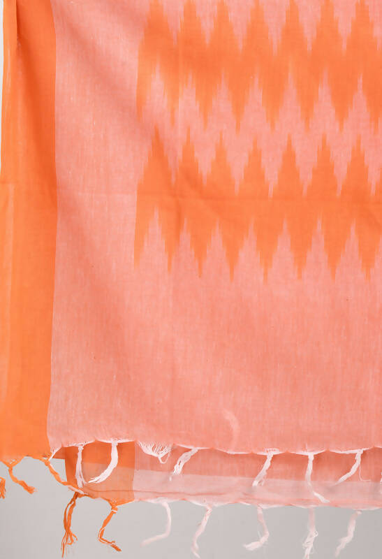 Mominos Fashion Moeza Women's Handloom Cotton Ikkat Orange Dupatta