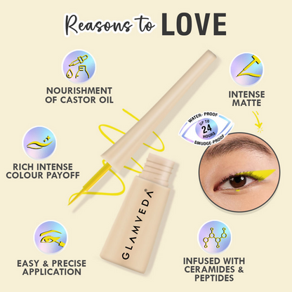 Glamveda Super Matte Liquid Intense Eyeliner - Yellow