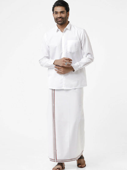 Ramraj Cotton Mens Full Sleeve Formal Poly Cotton White Shirt