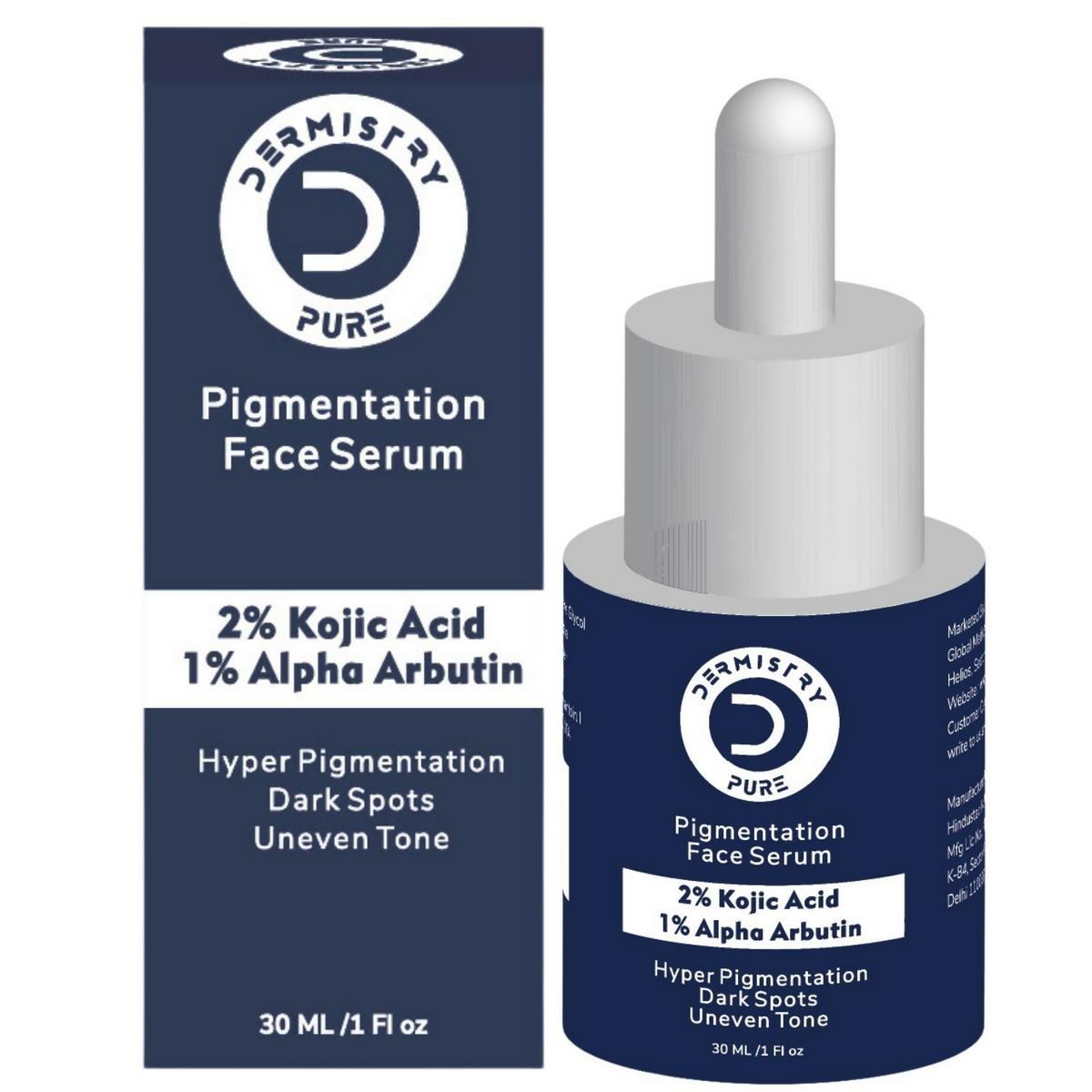 Dermistry 2% Kojic Acid 1% Alpha Arbutin Pigmentation Spots Removal Skin Brightening Face Serum