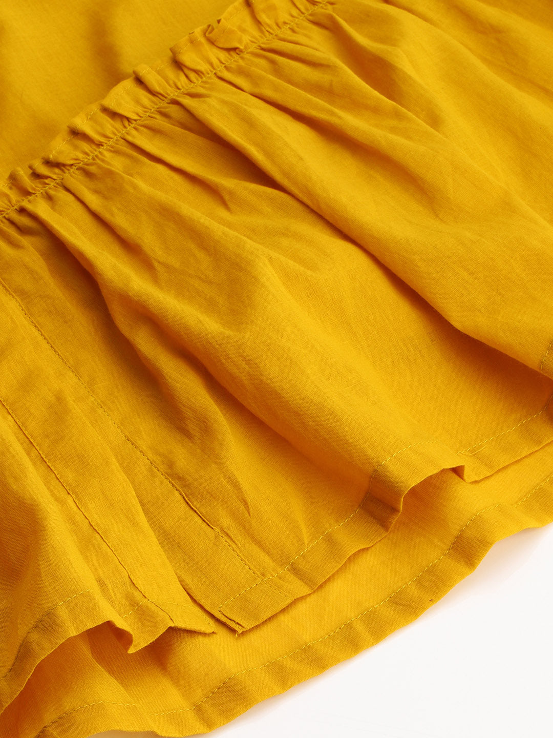 Janasya Women's Mustard Cotton Solid Flared Western Dress