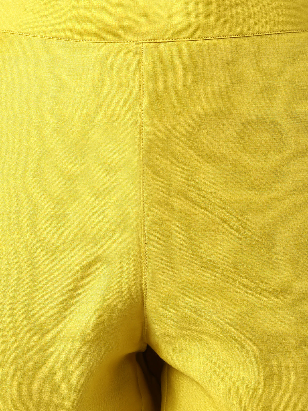 Janasya Women's Yellow Crepe Silk Solid Kurta With Pant