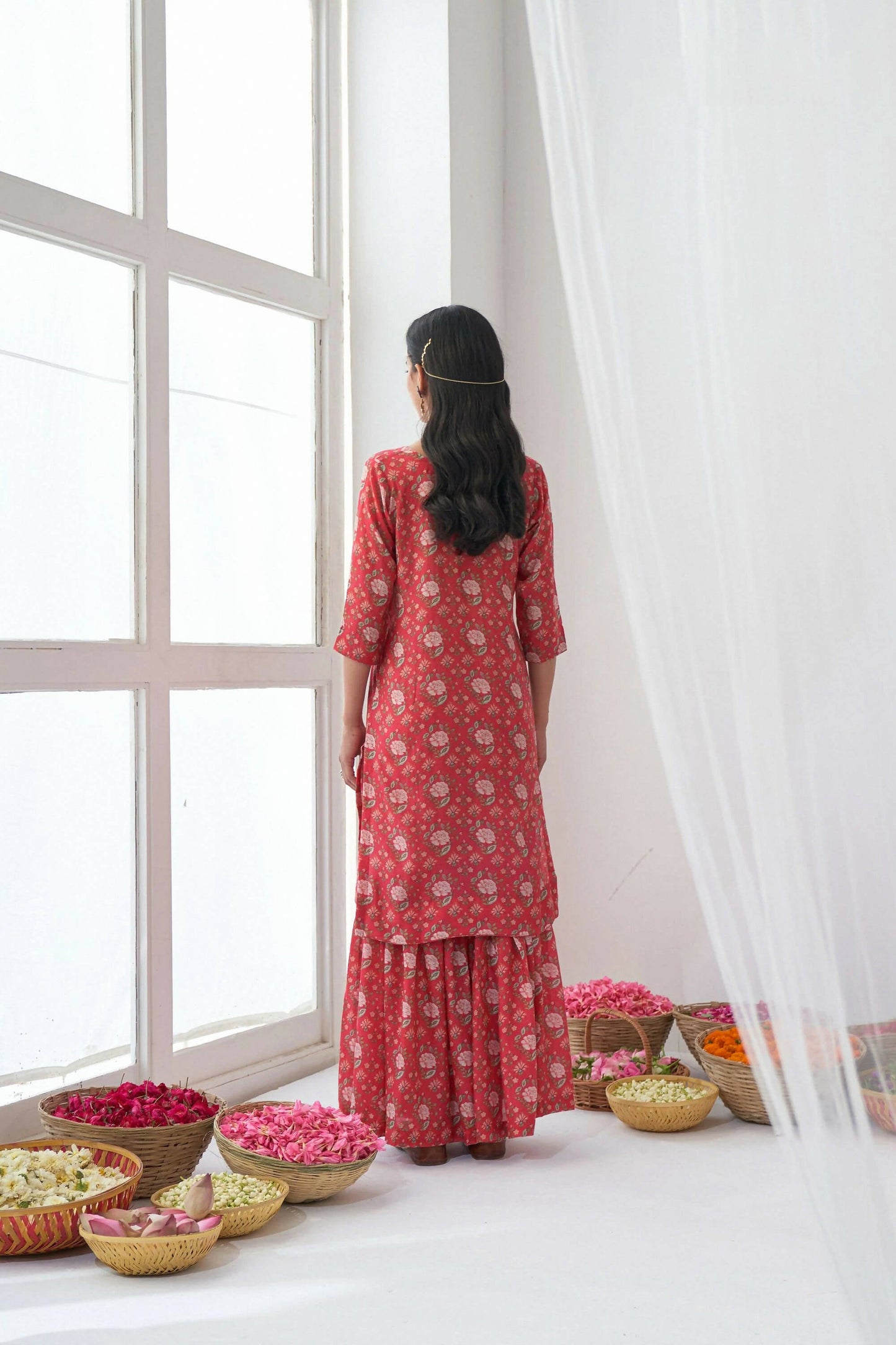 Designer Stylish Red Muslin Stitched Suit With Dupatta - Anbazaar