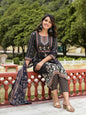 Juniper Women's Black Viscose Rayon Printed Kurta Set