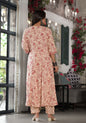 Juniper Women's Pink Floral Printed Rayon Kurta, Pant And Dupatta Set With Mirror & Thread Work