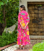 Juniper Women's Fuchsia Geometric Printed Cambric Dress With Buttons & Doris On Waist