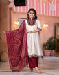 Juniper Women's Ivory Zari Embroidered Chanderi Kurta Set With Sequins & Beads