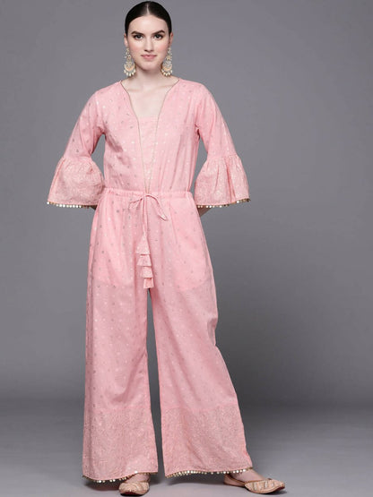 Ahalyaa Women Pink Printed Basic Jumpsuit