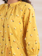 Janasya Gathering Cambric Mustard Geometric Band Collar Co-Ords