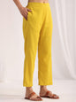Janasya Gathering Dobby Cotton Yellow Self Design V-Neck Set
