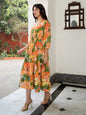 Janasya Multicolour Cambric Floral Dress