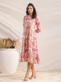 Janasya Pink Cambric Abstract Dress
