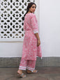 Janasya Pink Cambric Floral Kurta Set