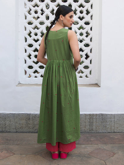 Janasya Light Cotton Solid A-Line Kurta Set