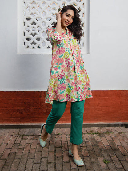 Janasya From Style Master Cotton Floral A-Line Tunic