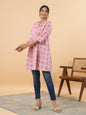 Janasya Pink Cambric Geometric Tunic