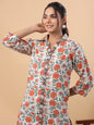 Janasya Cream Cambric Floral Tunic