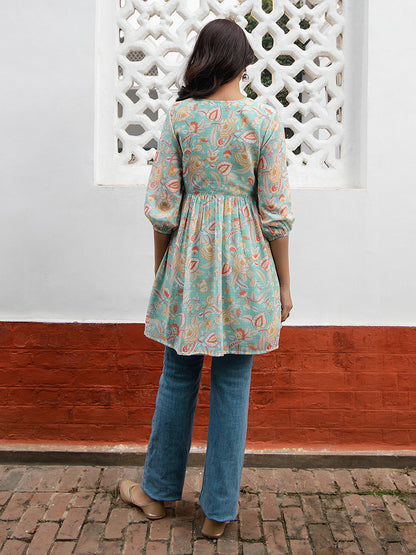Janasya From Style Master Georgette Floral Gathered Tunic