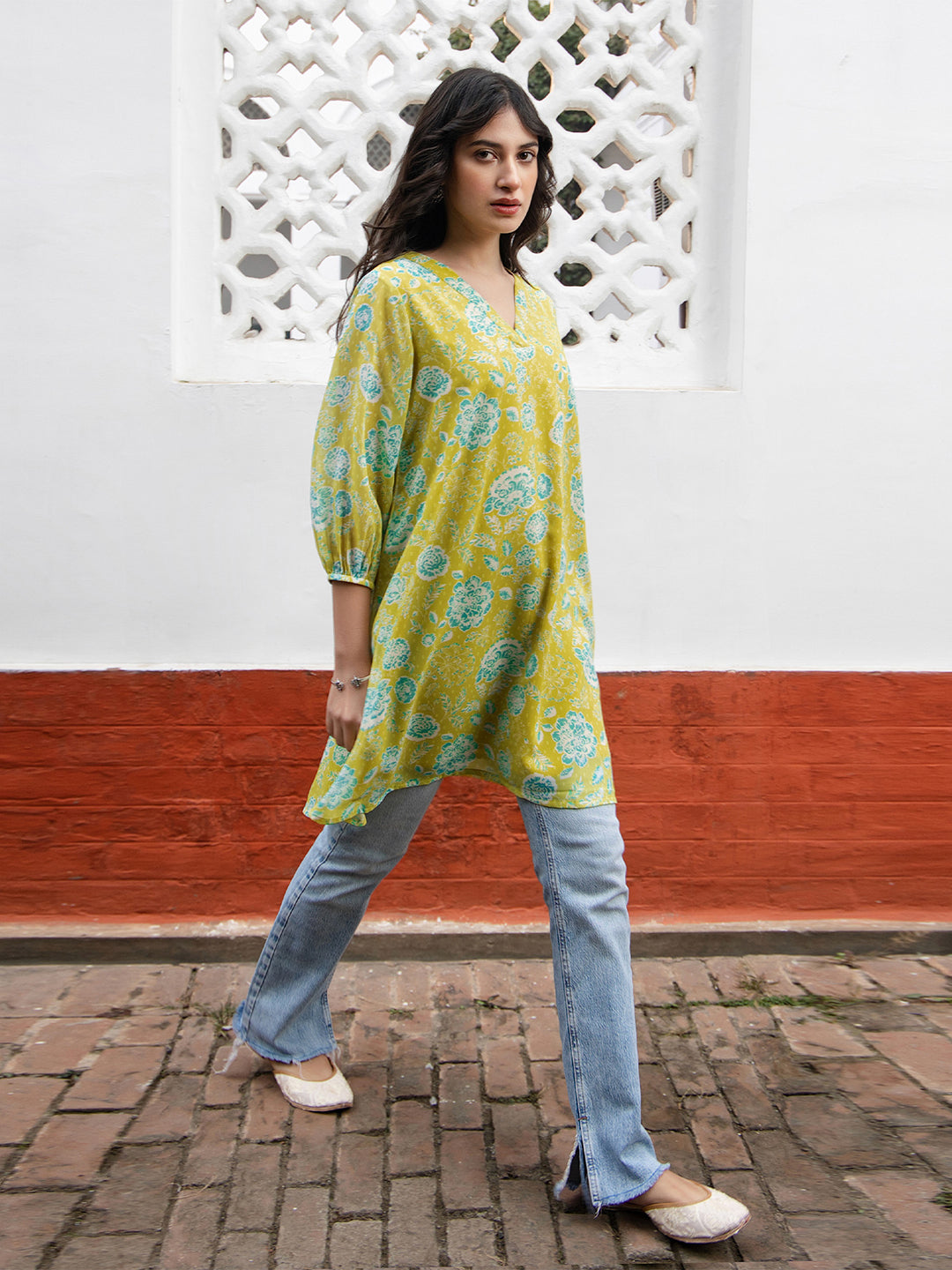 Janasya From Style Master Georgette Floral Regular Tunic