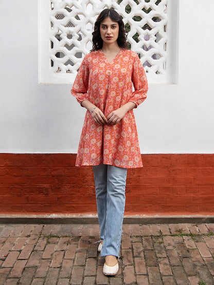 Janasya From Style Master Georgette Floral Regular Tunic